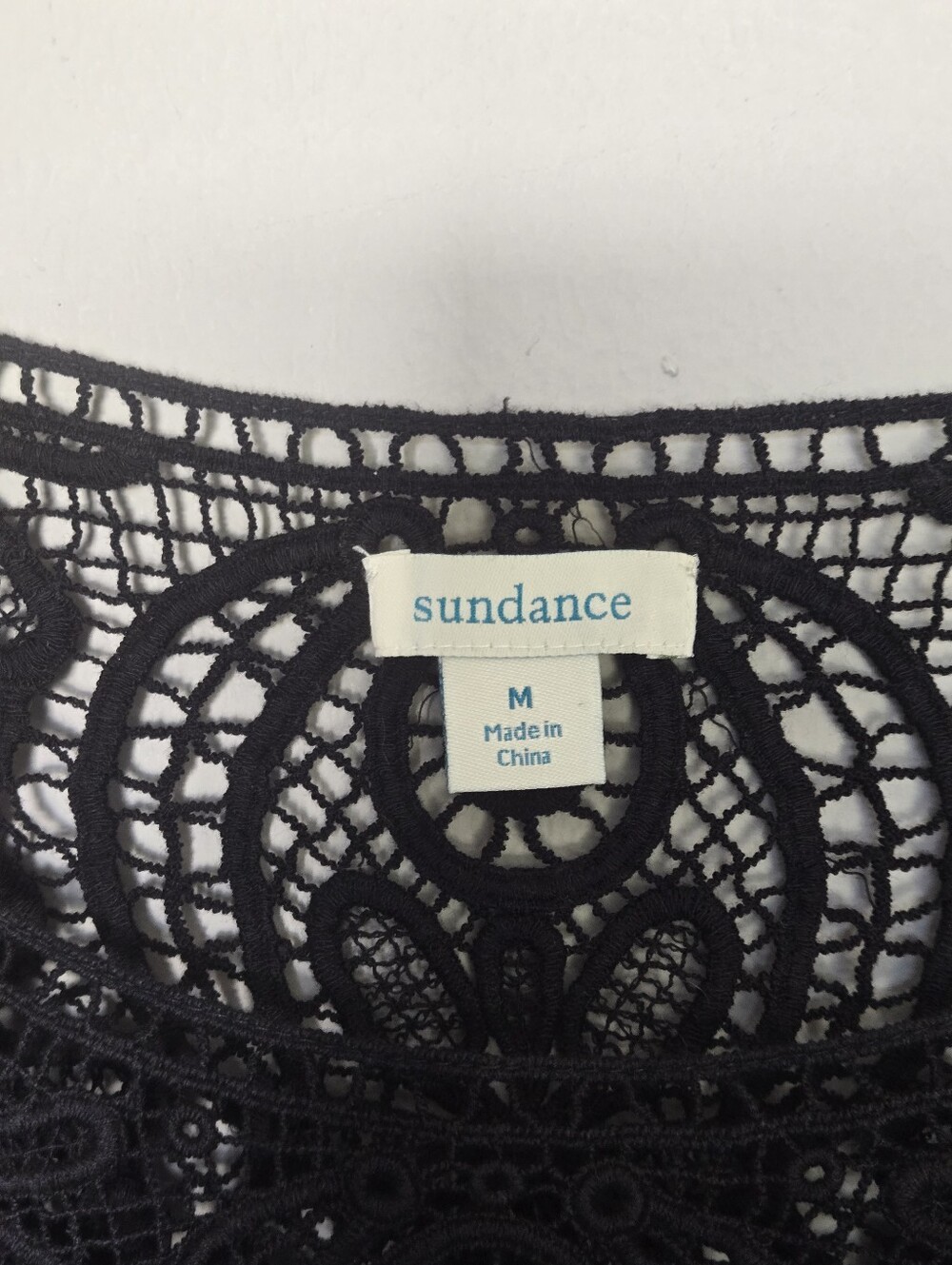 Sundance Amira Black Lace Yoke Crochet Bohemian Sleeveless Mini Dress Size M - Picture 8 of 11